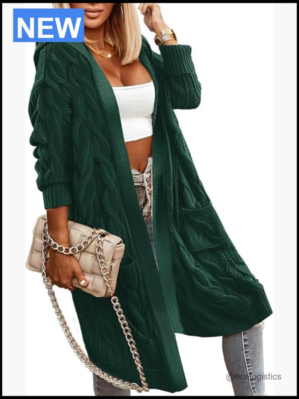Cable Knit Hooded Cardigan Sweater for Women Oversized Long Trendy Fall Winter